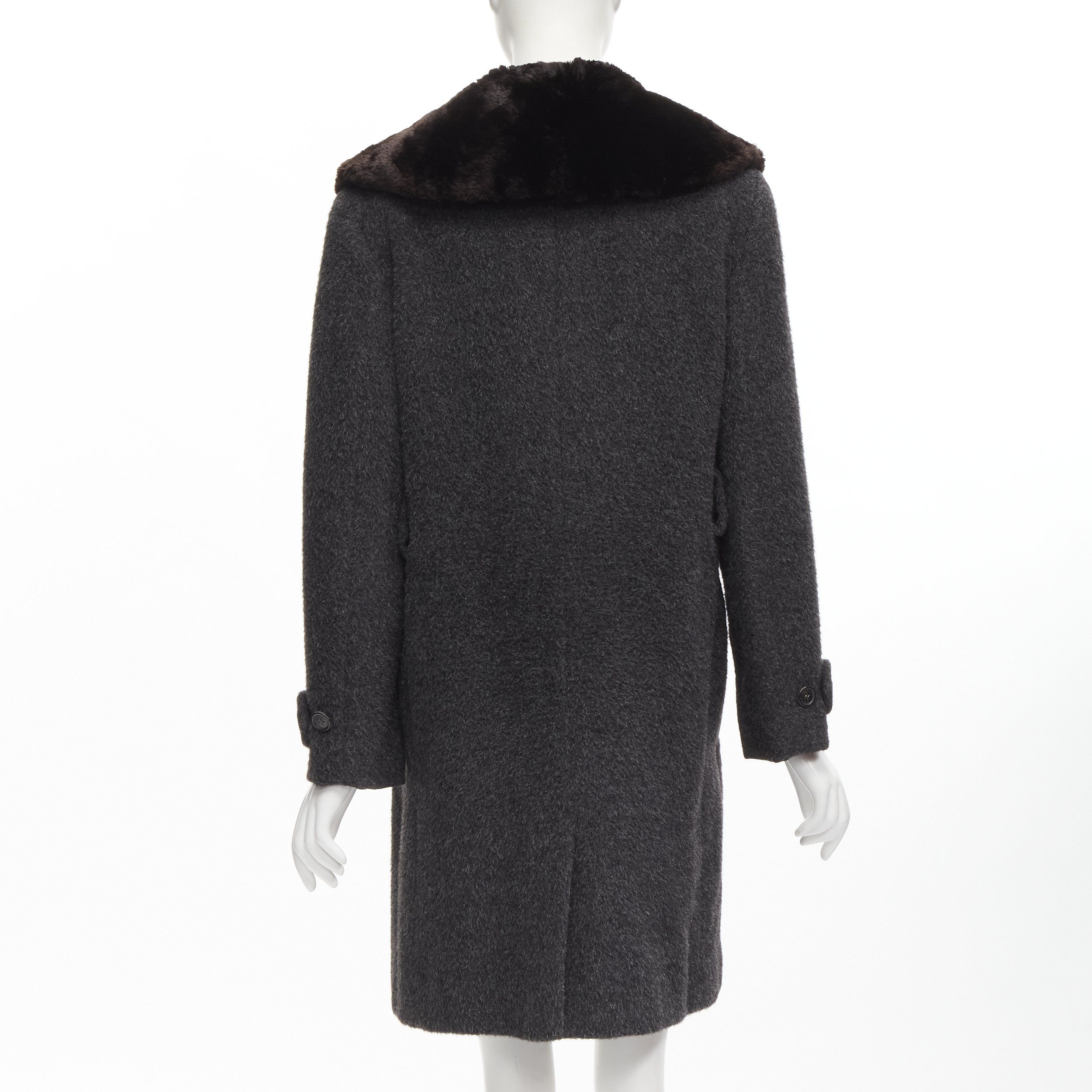 Gucci GUCCI Tom Ford Vintage grey alpaca fur collar double brested winter coat IT42 M Size M / US 6-8 / IT 42-44 - 6 Thumbnail