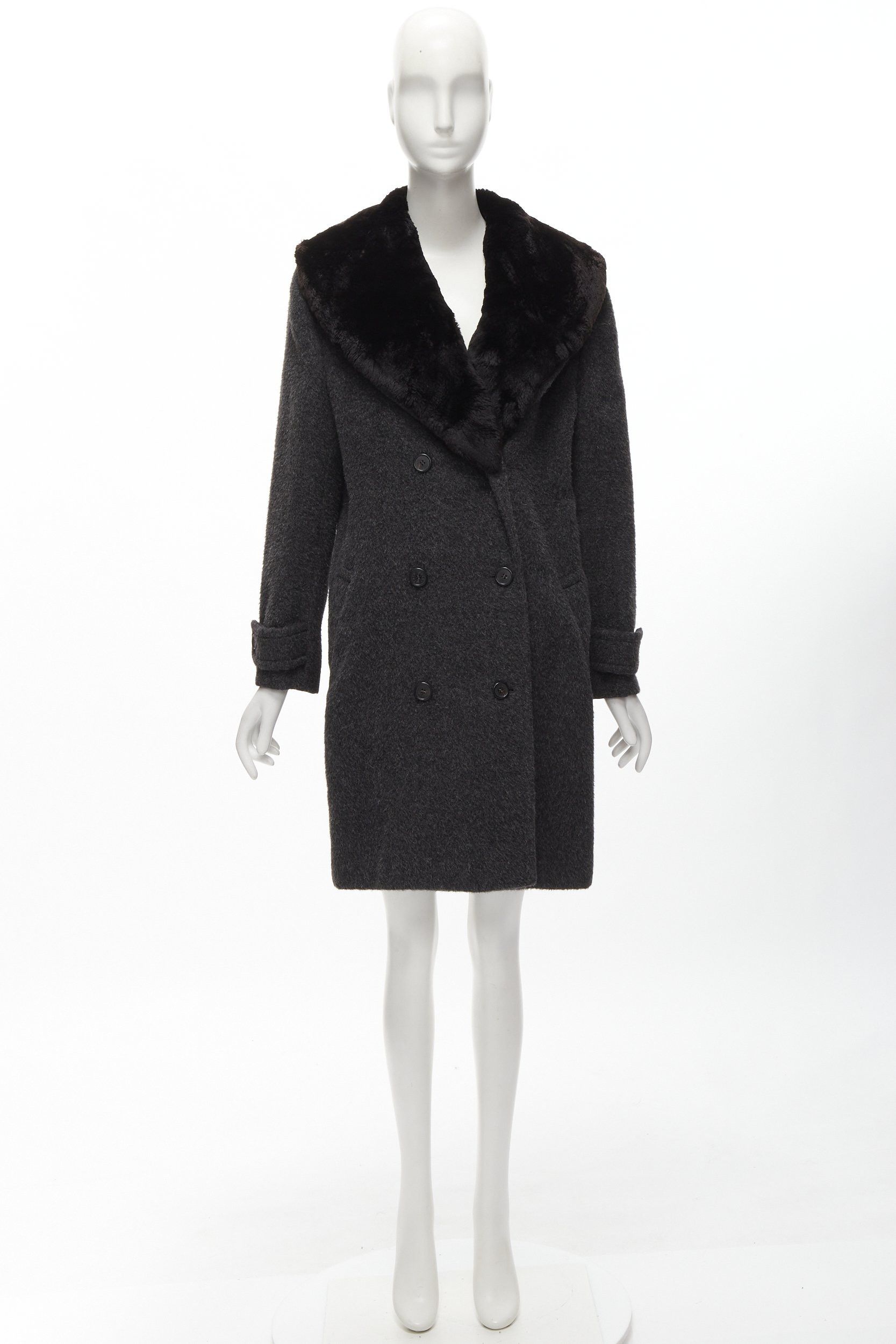 Gucci GUCCI Tom Ford Vintage grey alpaca fur collar double brested winter coat IT42 M Size M / US 6-8 / IT 42-44 - 11 Thumbnail