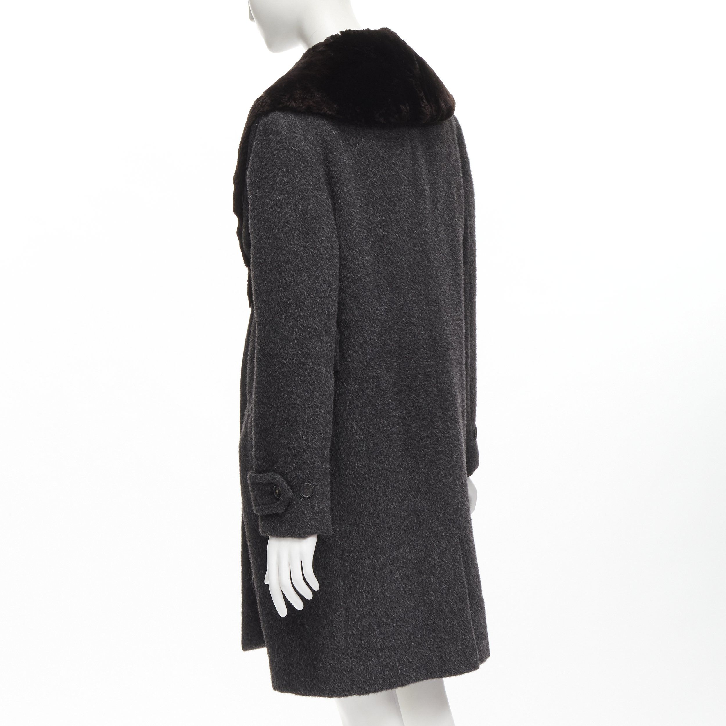 Gucci GUCCI Tom Ford Vintage grey alpaca fur collar double brested winter coat IT42 M Size M / US 6-8 / IT 42-44 - 7 Thumbnail
