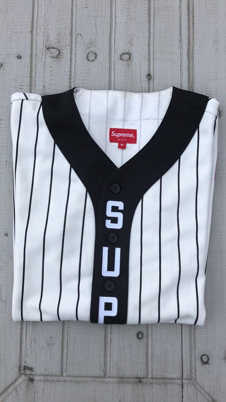 Supreme Snake Script Logo Baseball Jersey Black Large