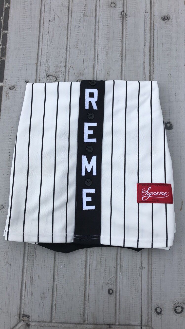 Supreme supreme vertical logo baseball jersey white/black