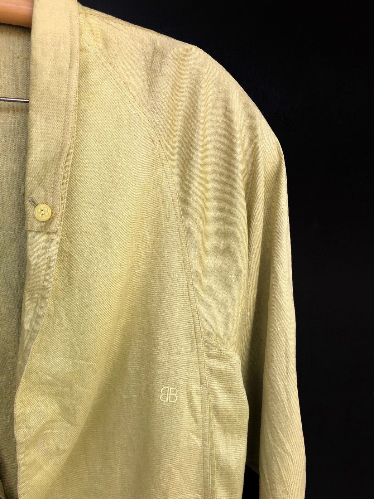 Balenciaga Classic Balenciaga Lime Green Linen Oversized Bomber Jacket Size US L / EU 52-54 / 3 - 1 Thumbnail