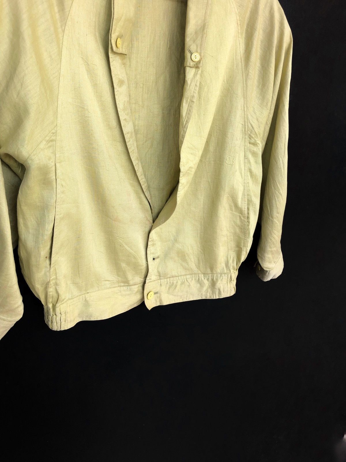 Balenciaga Classic Balenciaga Lime Green Linen Oversized Bomber Jacket Size US L / EU 52-54 / 3 - 3 Thumbnail
