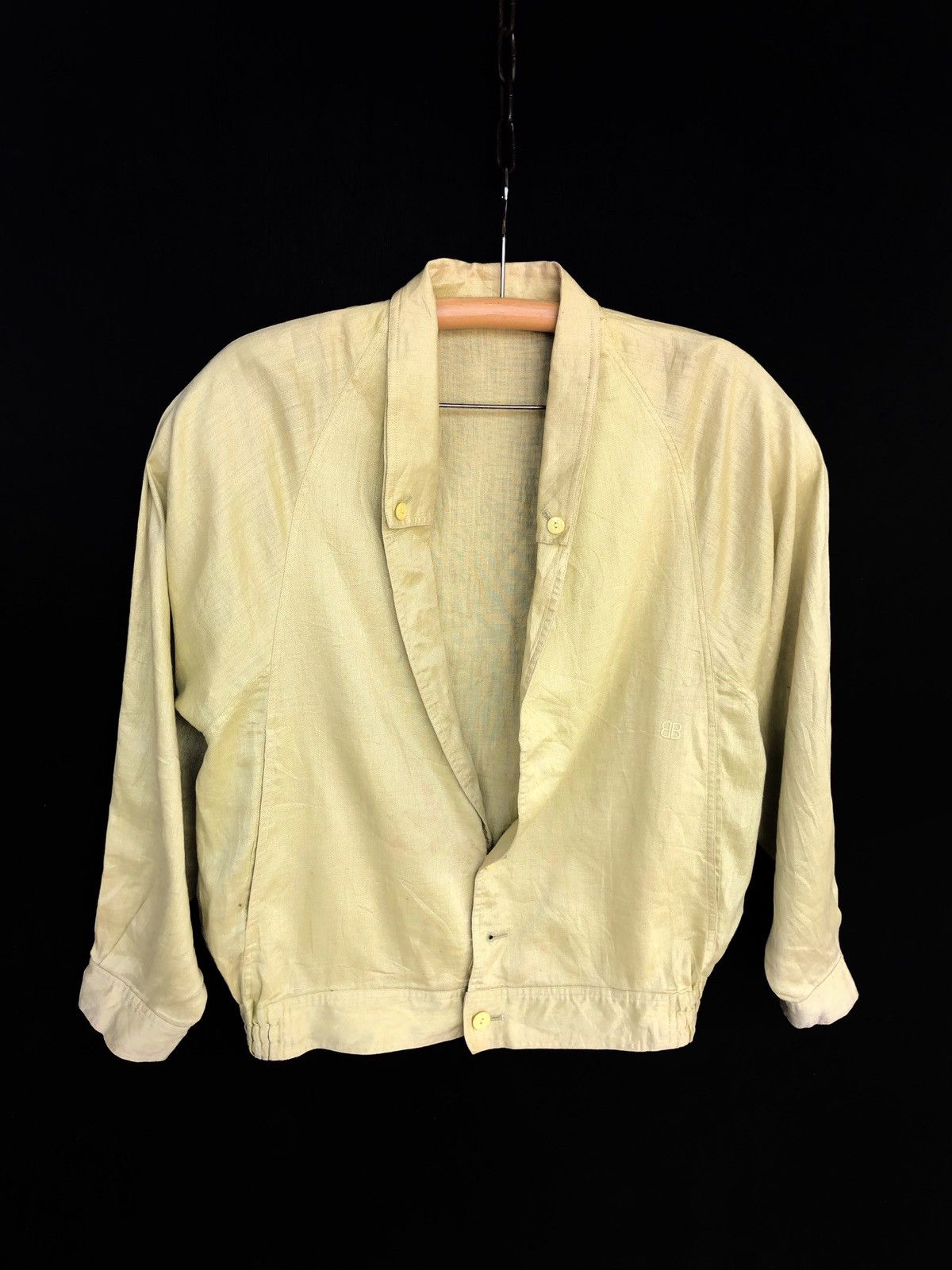 Balenciaga Classic Balenciaga Lime Green Linen Oversized Bomber Jacket Size US L / EU 52-54 / 3 - 2 Thumbnail