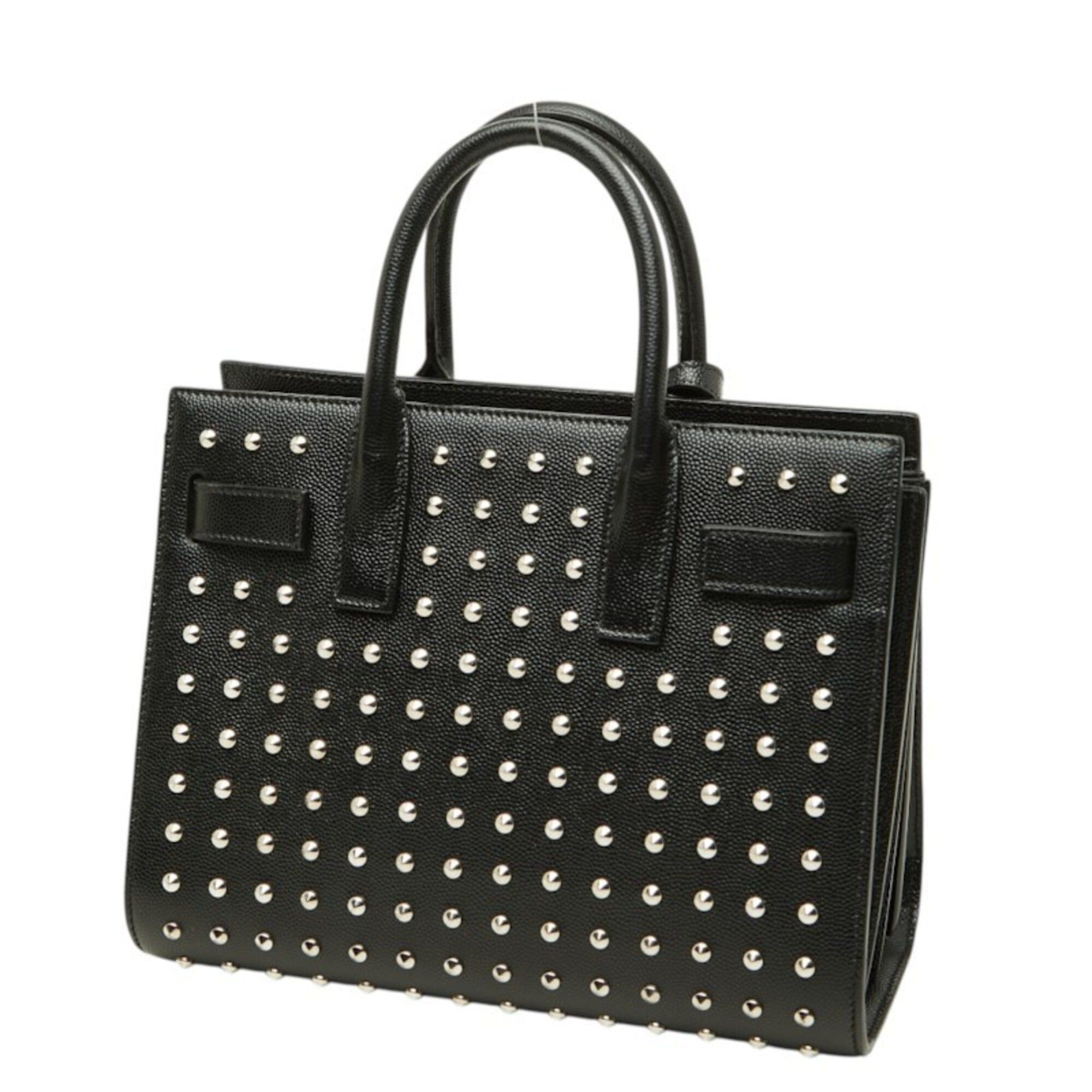 Saint Laurent Paris Saint Laurent Sac de Jour Nano Studded Handbag/Shoulder Bag, 2-Way, Black Leather, Women's. Size ONE SIZE - 2 Thumbnail