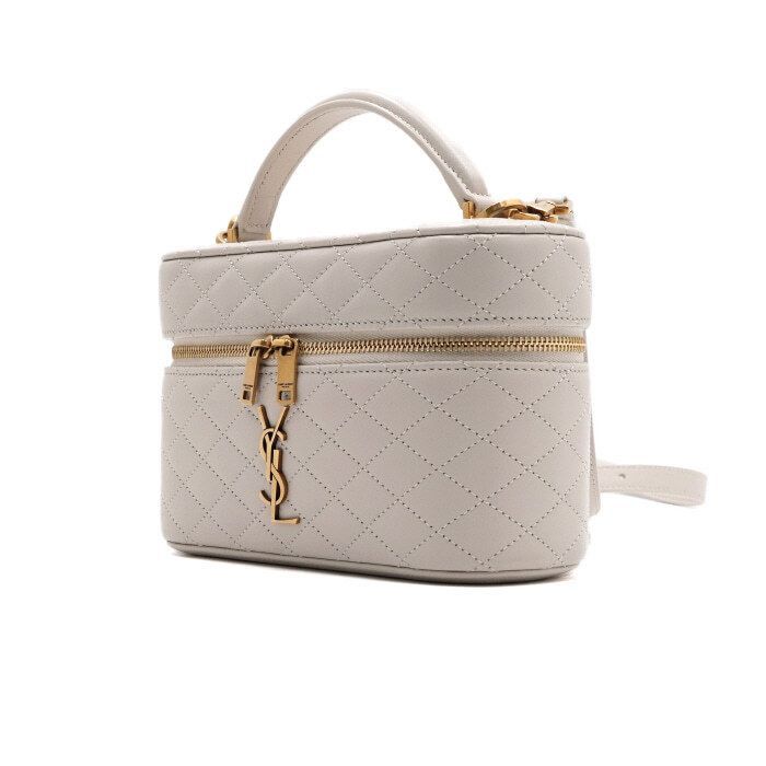 Yves Saint Laurent White Lambskin Monogram GABY Vanity Top Handle Tote Bag and Size ONE SIZE - 2 Thumbnail
