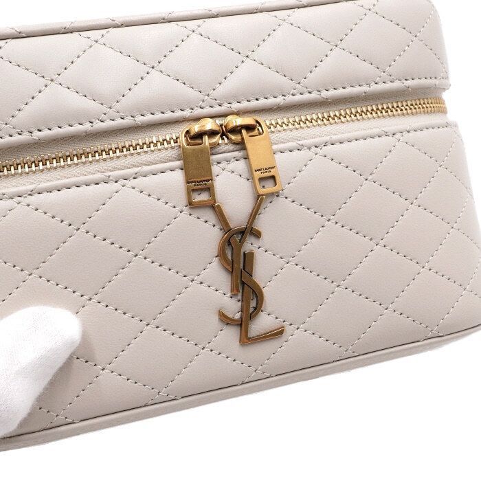 Yves Saint Laurent White Lambskin Monogram GABY Vanity Top Handle Tote Bag and Size ONE SIZE - 8 Thumbnail