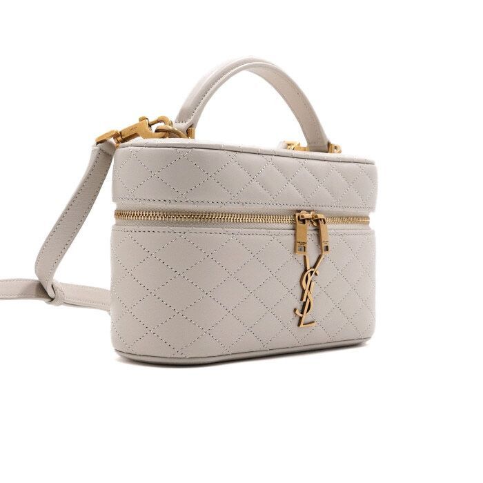 Yves Saint Laurent White Lambskin Monogram GABY Vanity Top Handle Tote Bag and Size ONE SIZE - 3 Thumbnail