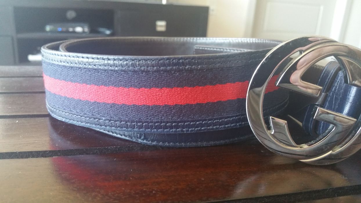 Gucci Blue/Red Signature Web Belt Size 36 - 3 Preview