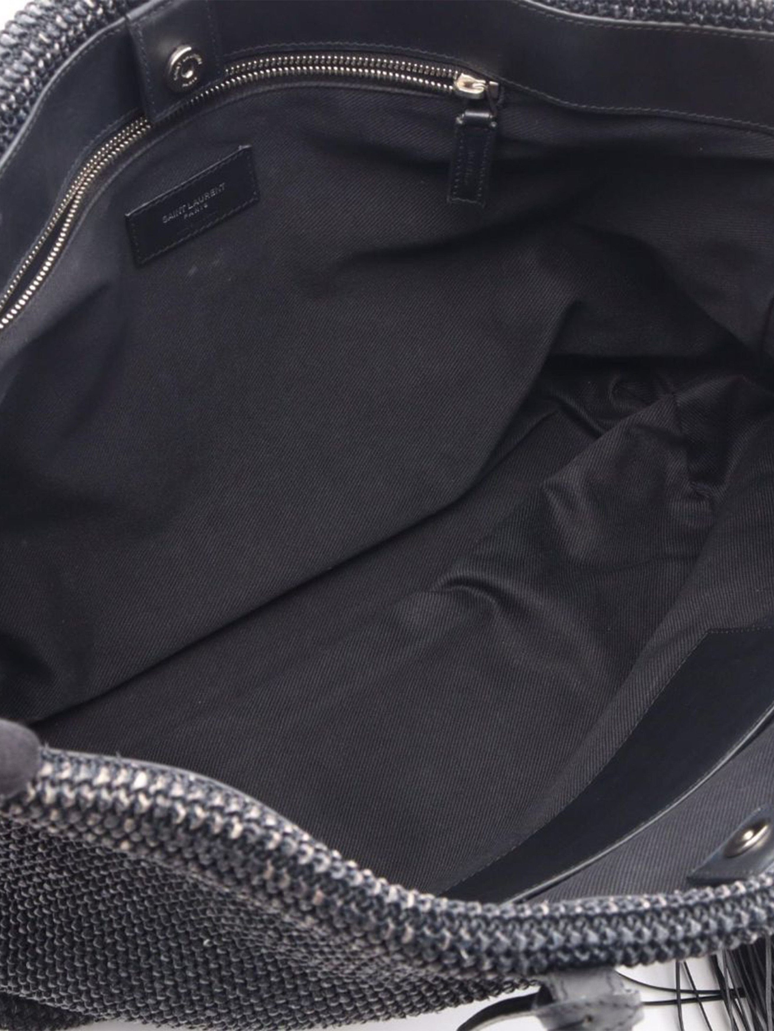 Saint Laurent Paris Black Shopping raffia & leather tote bag Size ONE SIZE - 3 Thumbnail