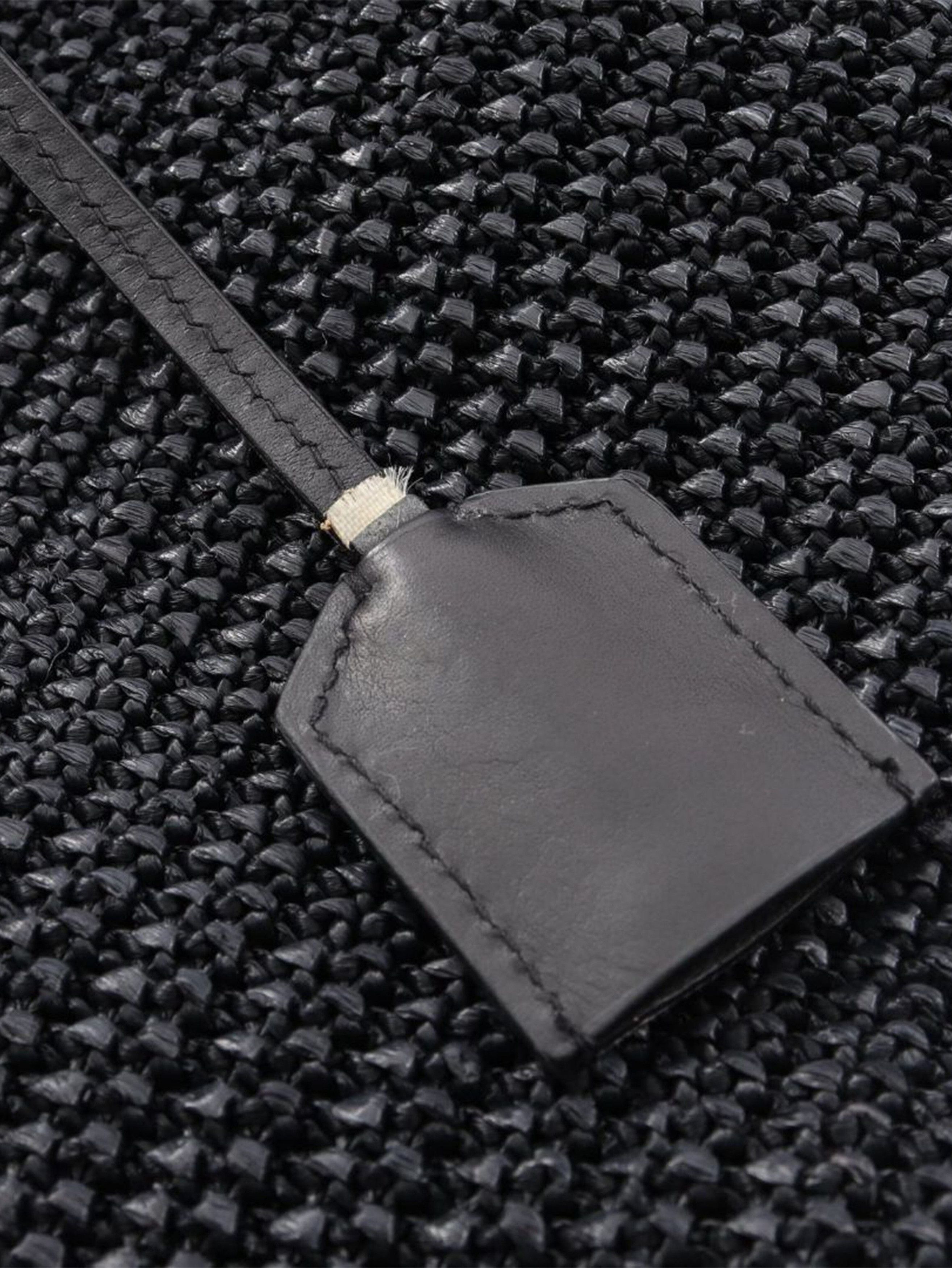 Saint Laurent Paris Black Shopping raffia & leather tote bag Size ONE SIZE - 13 Thumbnail
