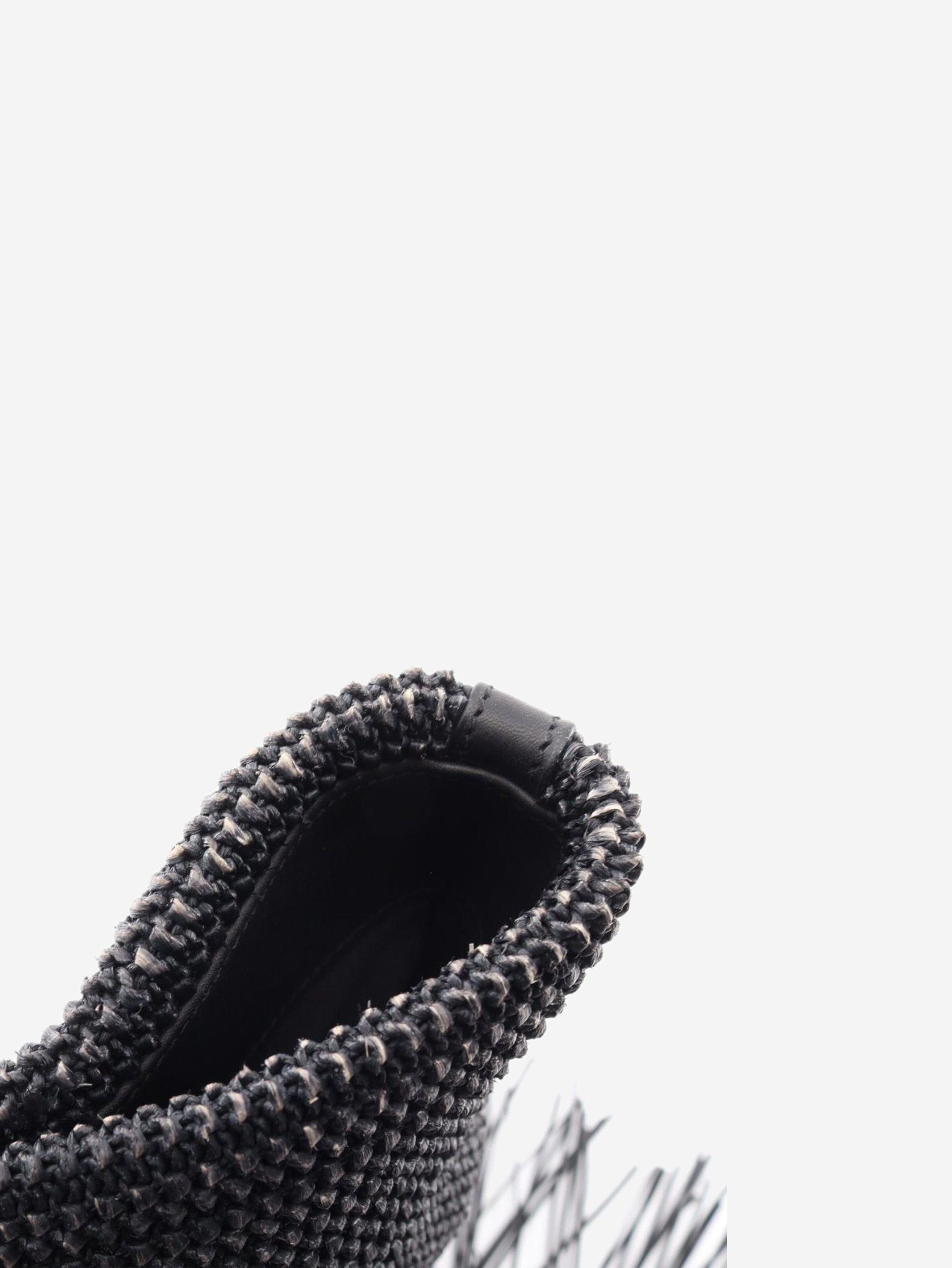 Saint Laurent Paris Black Shopping raffia & leather tote bag Size ONE SIZE - 11 Thumbnail
