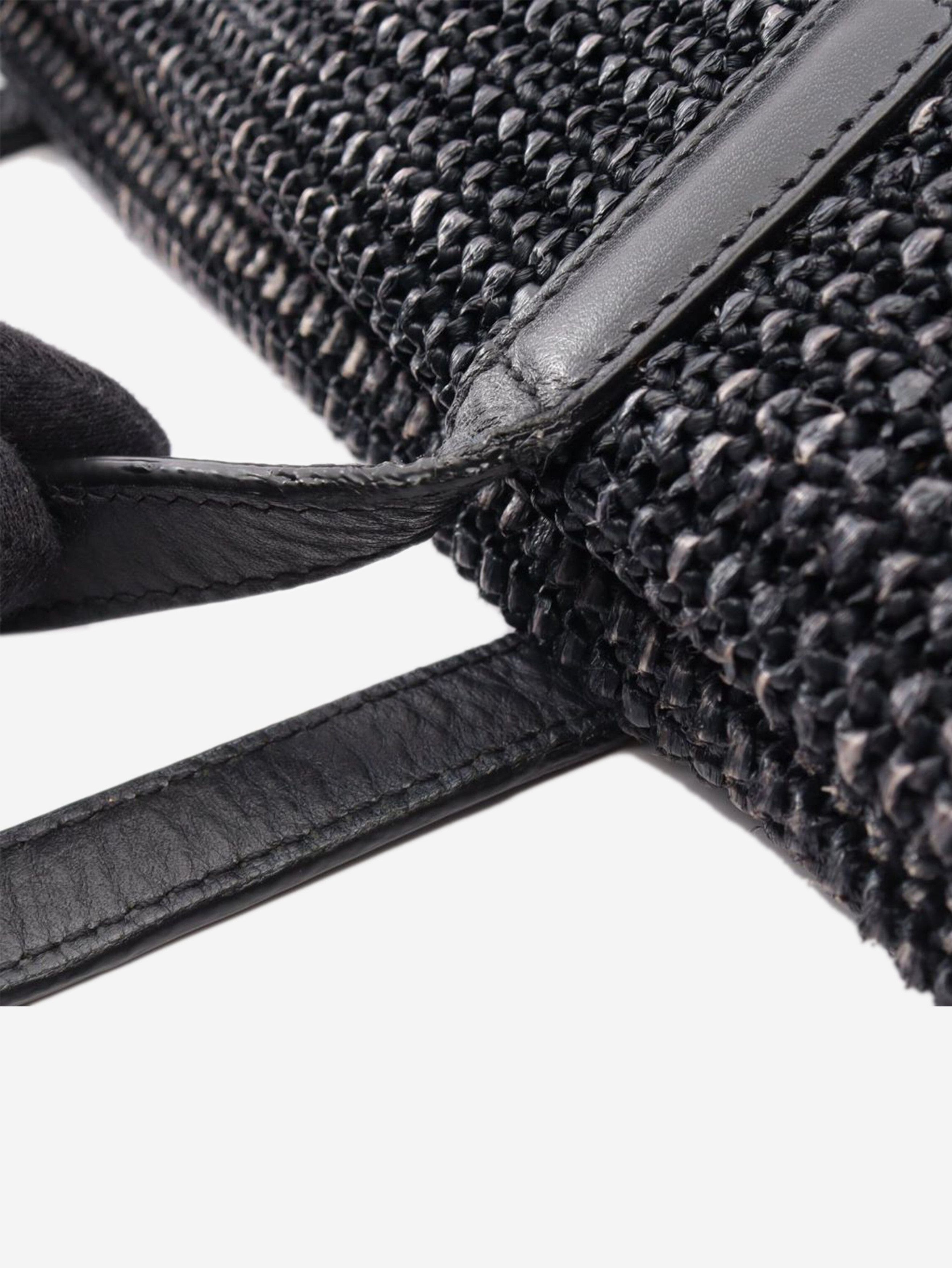 Saint Laurent Paris Black Shopping raffia & leather tote bag Size ONE SIZE - 7 Thumbnail
