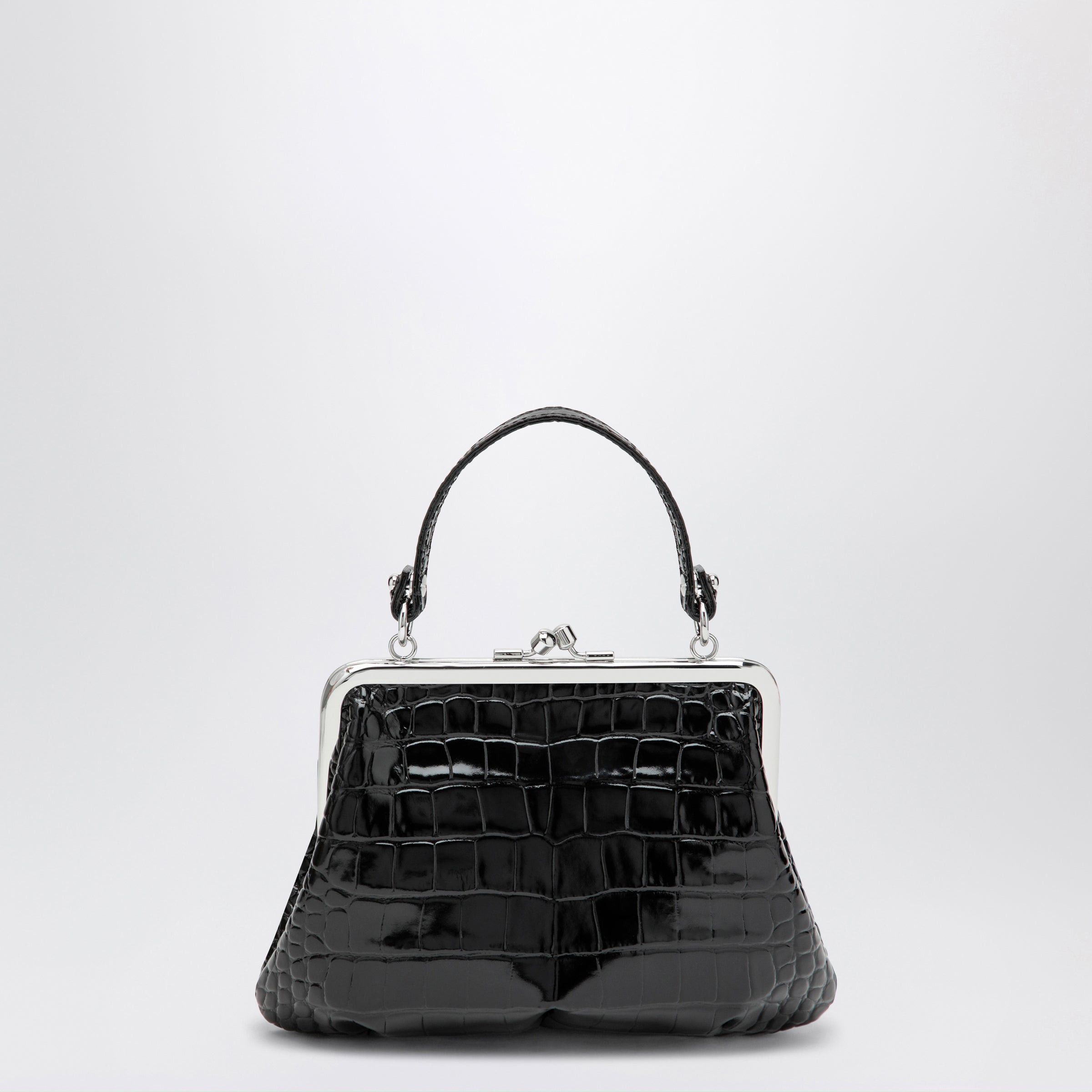 Vivienne Westwood Vivienne Westwood Granny Frame Purse In Croc-Embossed Black Leather Size ONE SIZE - 2 Thumbnail