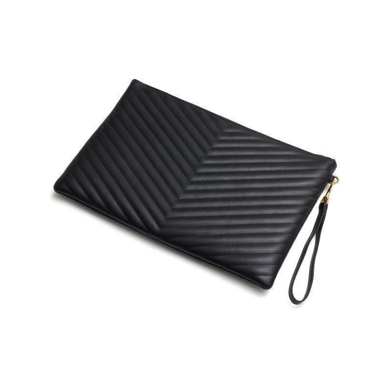 Yves Saint Laurent Clutch Quilted Monogram Gold Large Pouch Black Size ONE SIZE - 9 Thumbnail