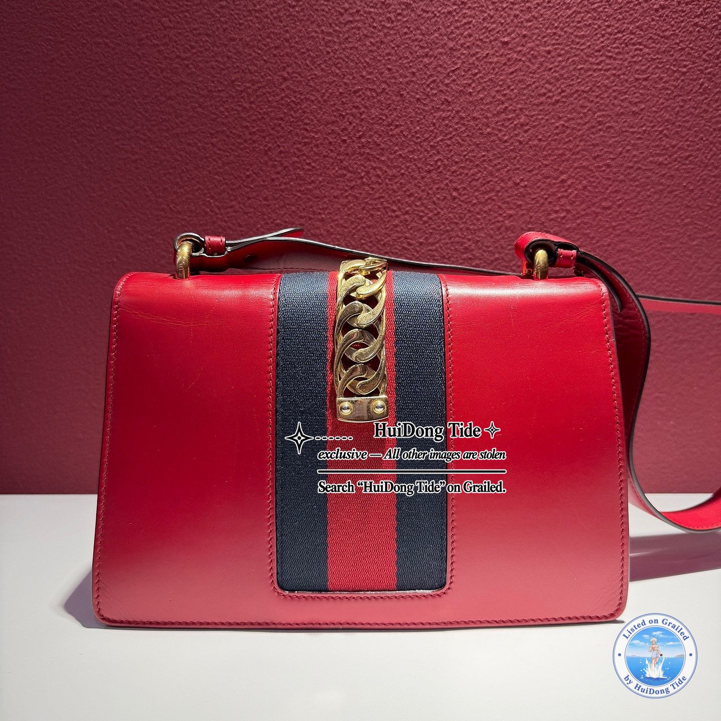 Gucci Gucci Sylvie Red Leather Shoulder Bag Size ONE SIZE - 2 Thumbnail