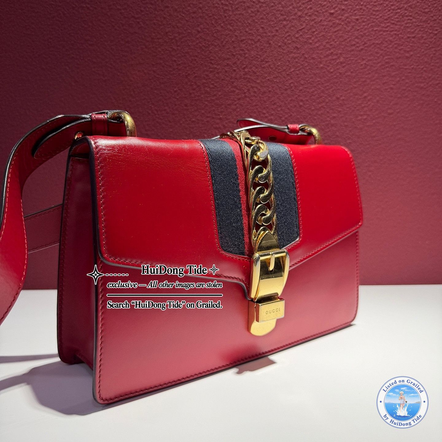 Gucci Gucci Sylvie Red Leather Shoulder Bag Size ONE SIZE - 5 Thumbnail