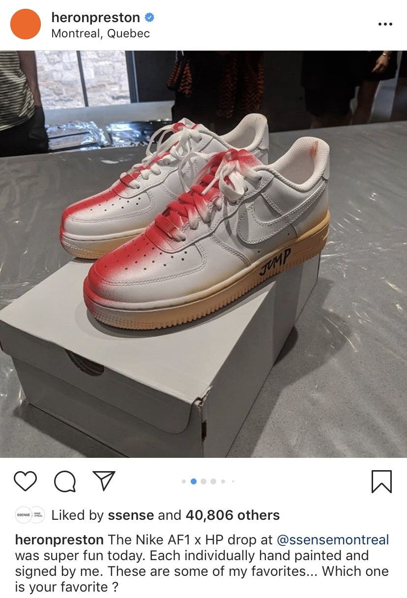 Nike Heron Preston custom painted Nike AF1’s | Grailed