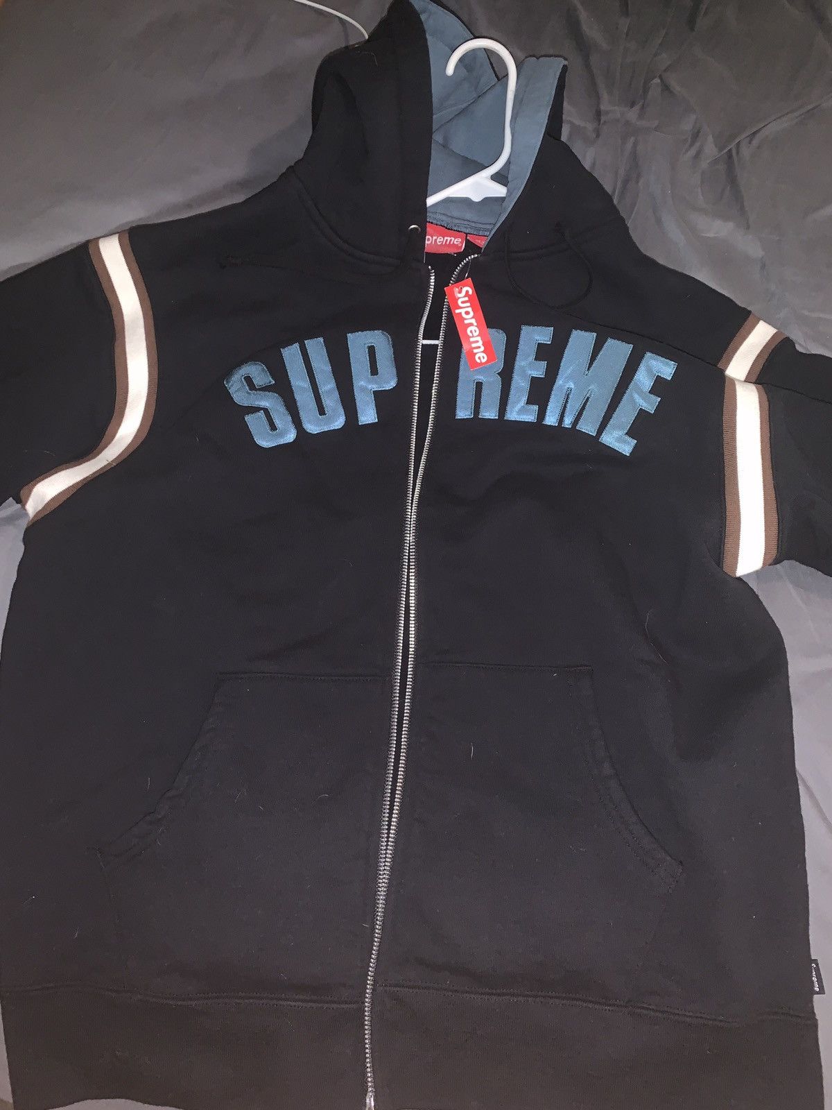 Supreme Jet Sleeve Zip Up Hooded Sweatshirt Violet Men's