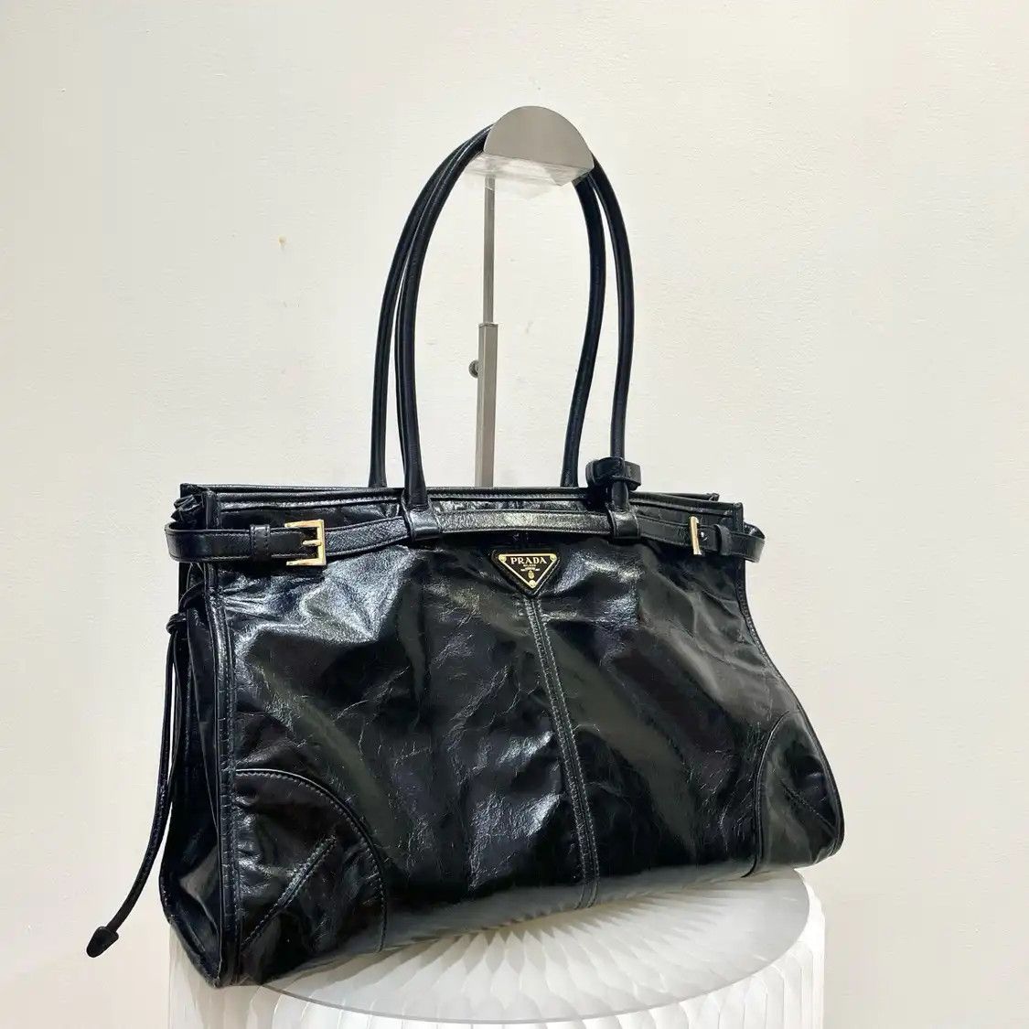 Prada PRADA Bonnie Large black cowhide leather logo shoulder bag Size ONE SIZE - 5 Thumbnail