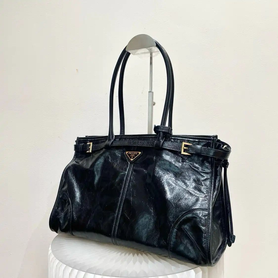 Prada PRADA Bonnie Large black cowhide leather logo shoulder bag Size ONE SIZE - 3 Thumbnail