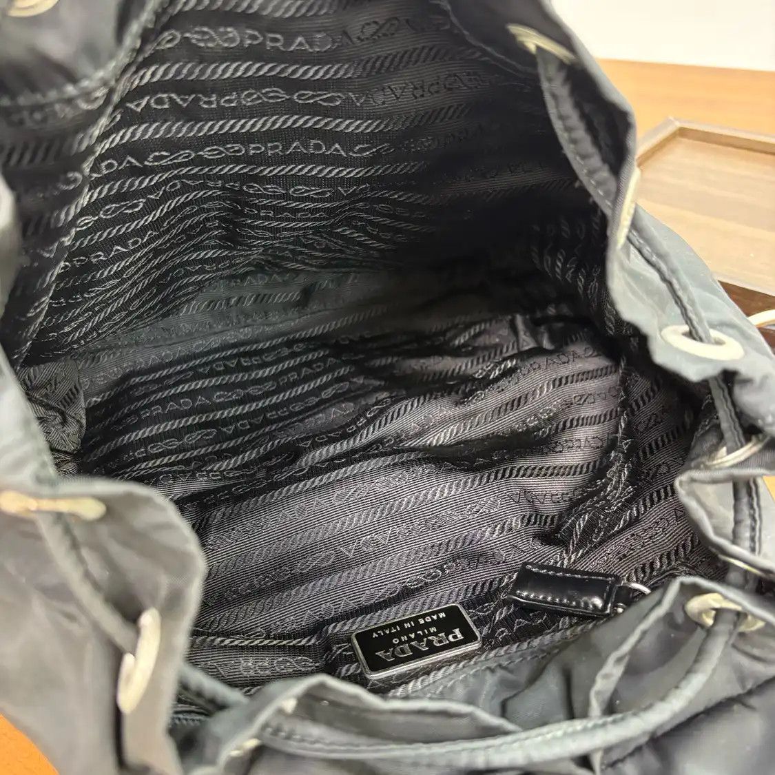 Prada PRADA black nylon logo backpack silver hardware Size ONE SIZE - 8 Thumbnail