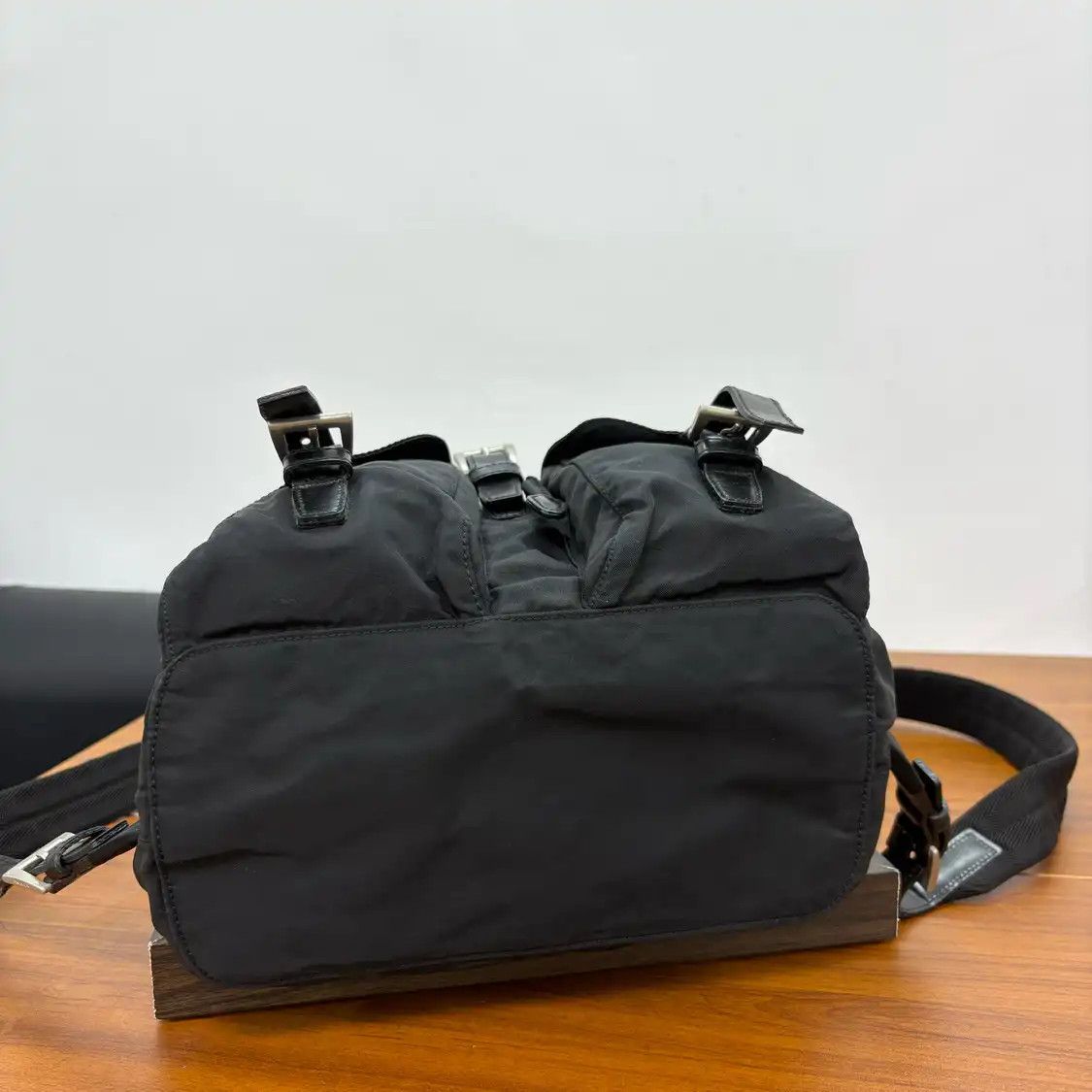 Prada PRADA black nylon logo backpack silver hardware Size ONE SIZE - 6 Thumbnail