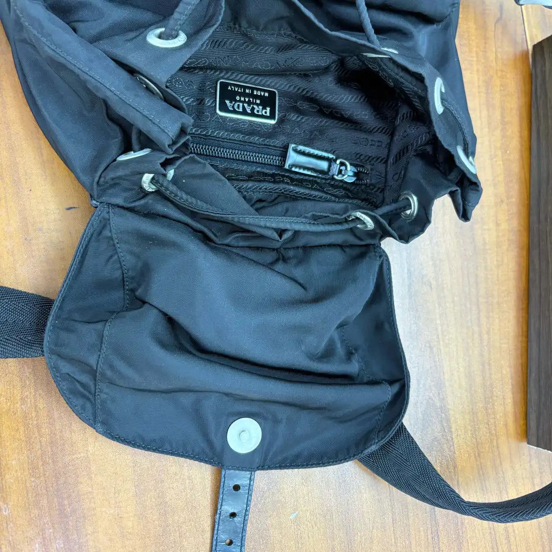 Prada PRADA black nylon logo backpack silver hardware Size ONE SIZE - 7 Thumbnail