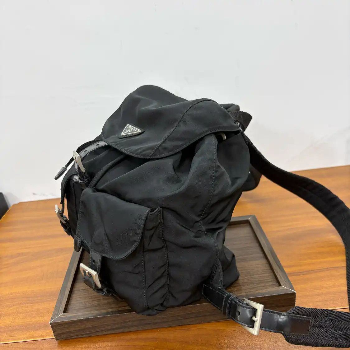 Prada PRADA black nylon logo backpack silver hardware Size ONE SIZE - 5 Thumbnail