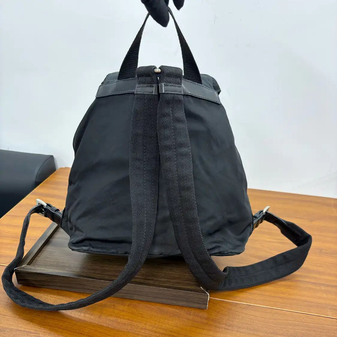 Prada PRADA black nylon logo backpack silver hardware Size ONE SIZE - 2 Thumbnail
