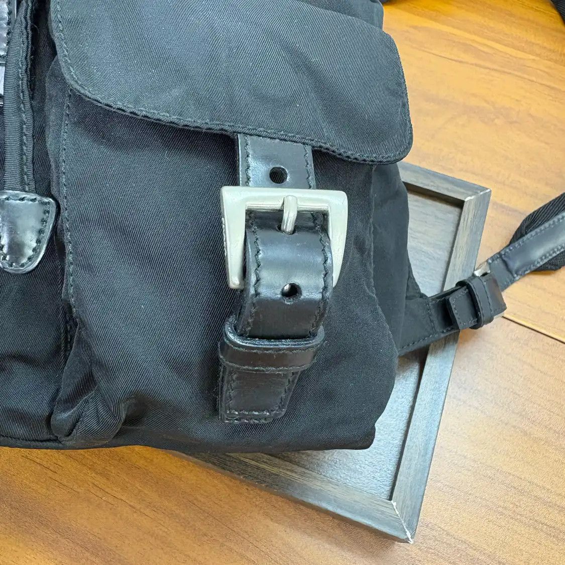 Prada PRADA black nylon logo backpack silver hardware Size ONE SIZE - 11 Thumbnail