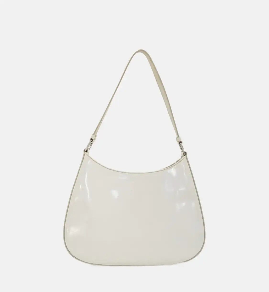 Prada PRADA Cleo white patent leather logo shoulder bag handbag silver hardware Size ONE SIZE - 4 Thumbnail