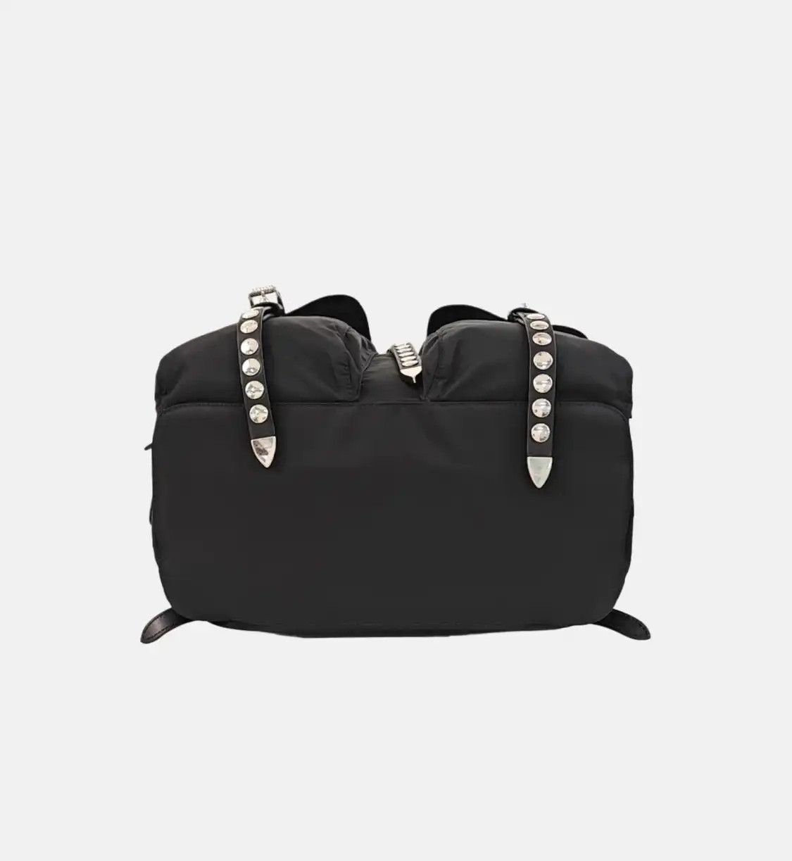 Prada PRADA black nylon stud backpack handbag silver hardware Size ONE SIZE - 6 Thumbnail