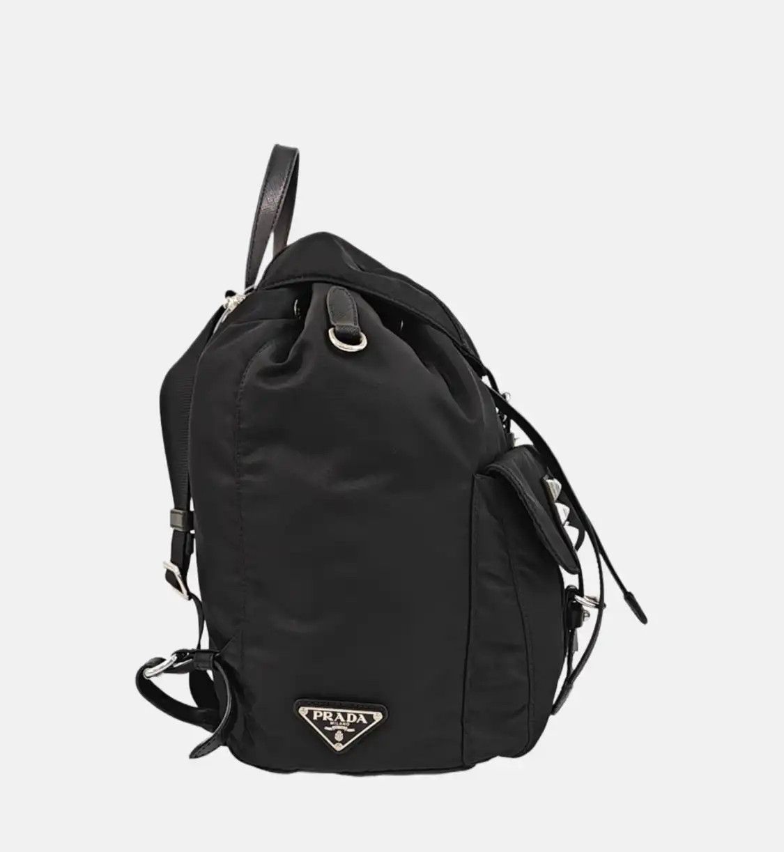 Prada PRADA black nylon stud backpack handbag silver hardware Size ONE SIZE - 4 Thumbnail