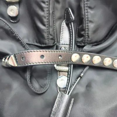 Prada PRADA black nylon stud backpack handbag silver hardware Size ONE SIZE - 12 Thumbnail