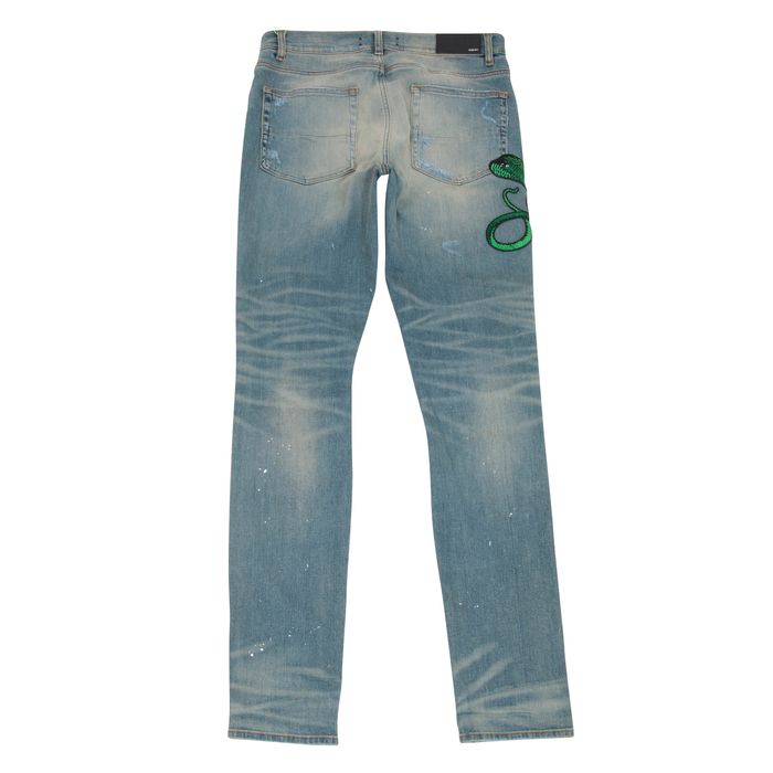 Amiri green best sale snake jeans