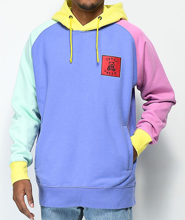 Teddy color 2024 block hoodie