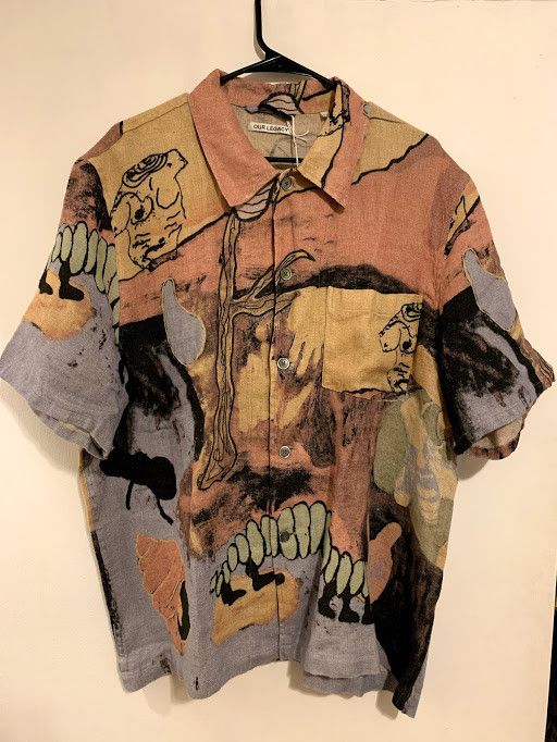 Our Legacy BOX SHIRT SHORT SLEEVE ACID LANDSCAPE PRINT LINEN Grailed