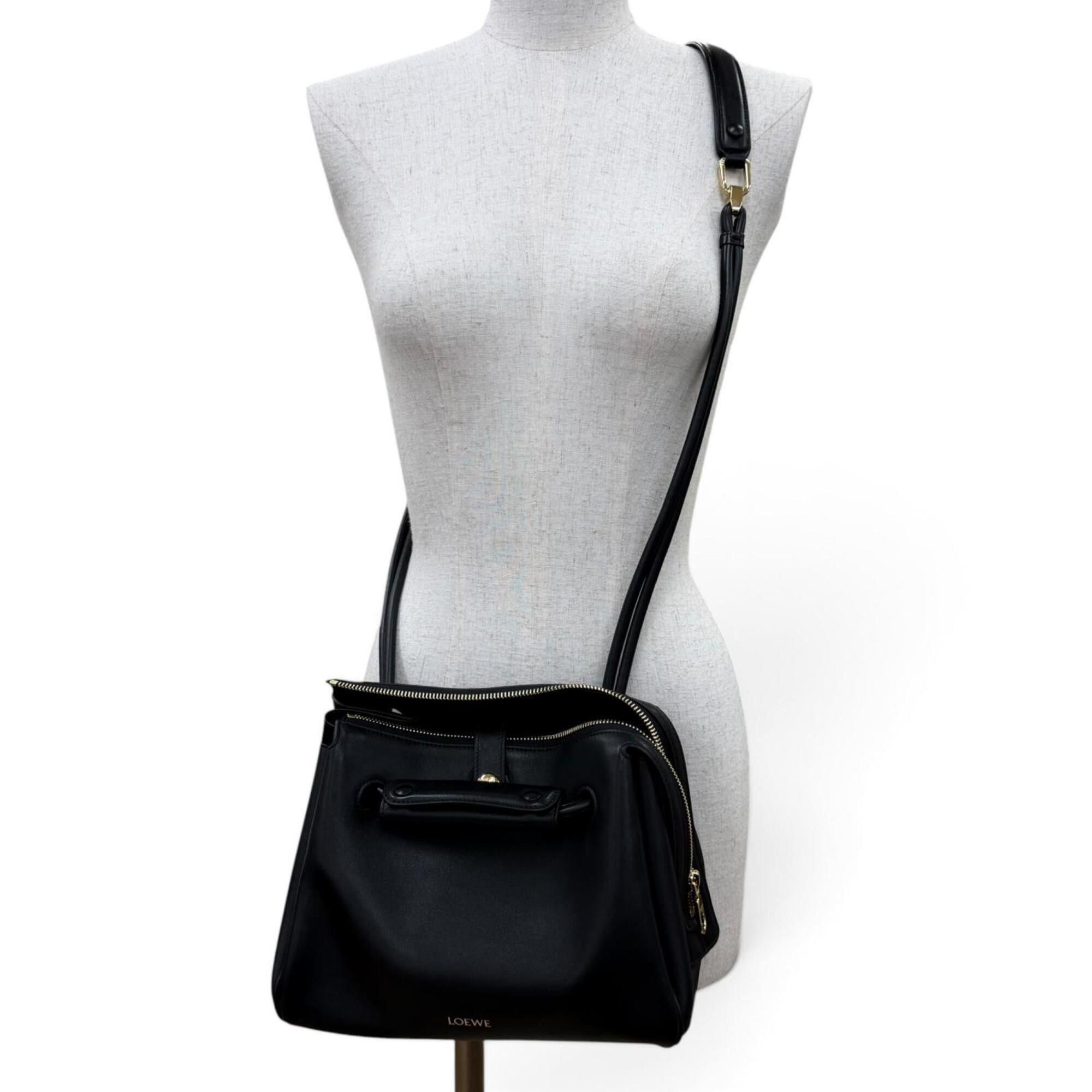 Loewe LOEWE AANBAB2X01 Madrid Bag Small Supple Leather 2-Way Handbag Black Made in Spain Women's with Dust Size ONE SIZE - 3 Thumbnail