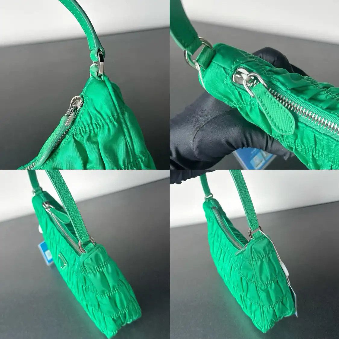 Prada PRADA Re-Edition 2005 mini green nylon logo quilted shoulder bag hardware Size ONE SIZE - 6 Thumbnail