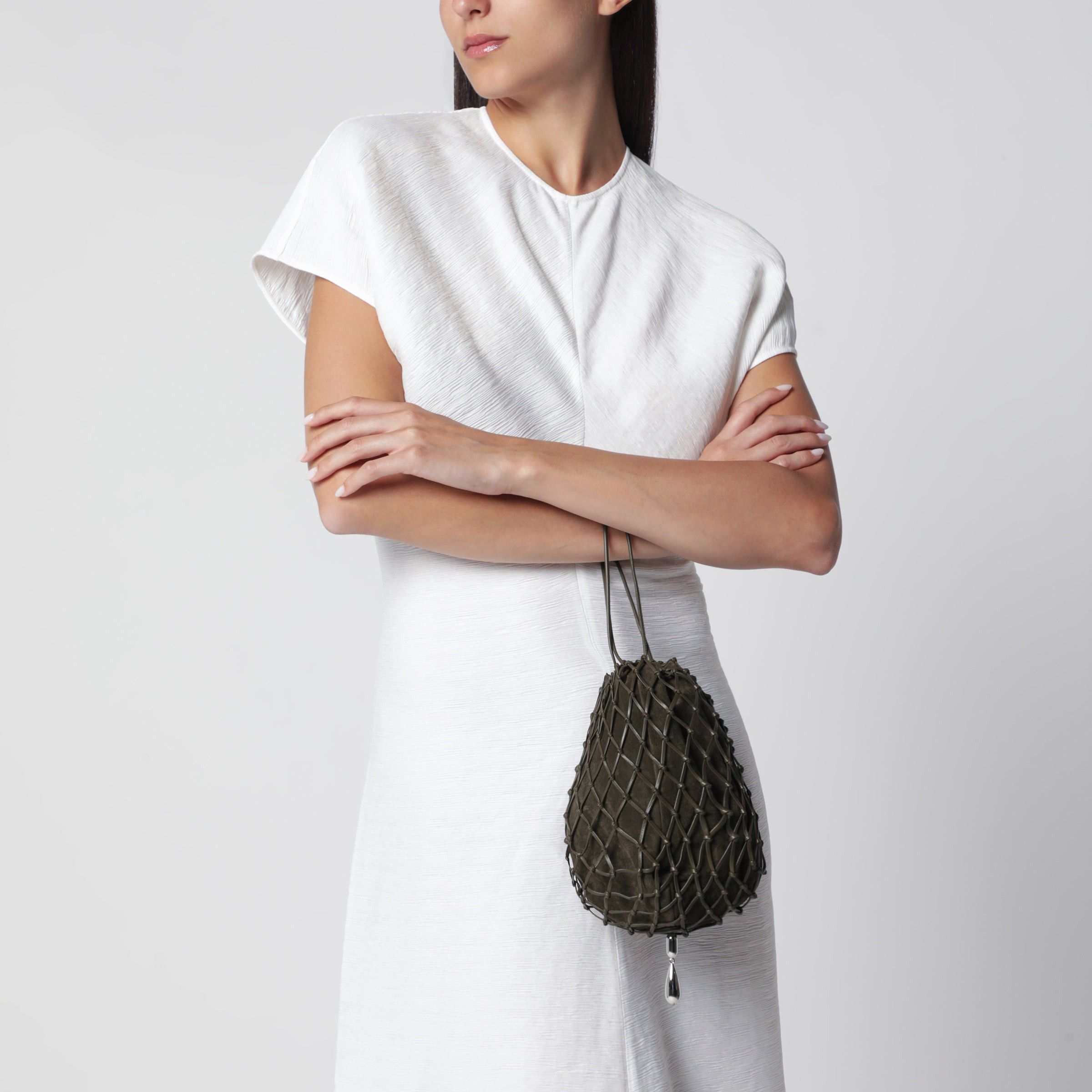 Savette Savette Macrame Pouch In Brown Calf Leather Size ONE SIZE - 2 Thumbnail