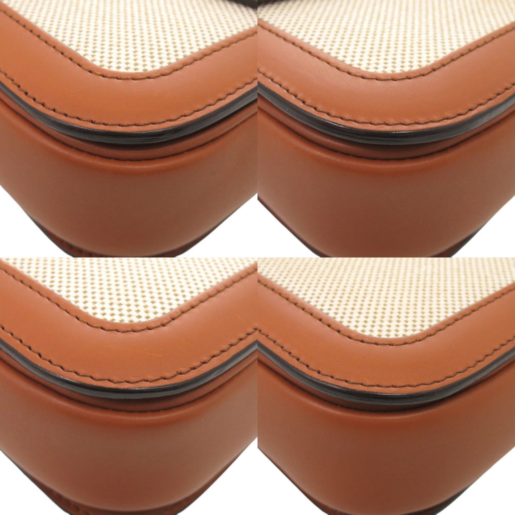 Celine Celine Classic Triomphe Calfskin Textile Natural Tan Shoulder Bag 1385 Size ONE SIZE - 4 Thumbnail