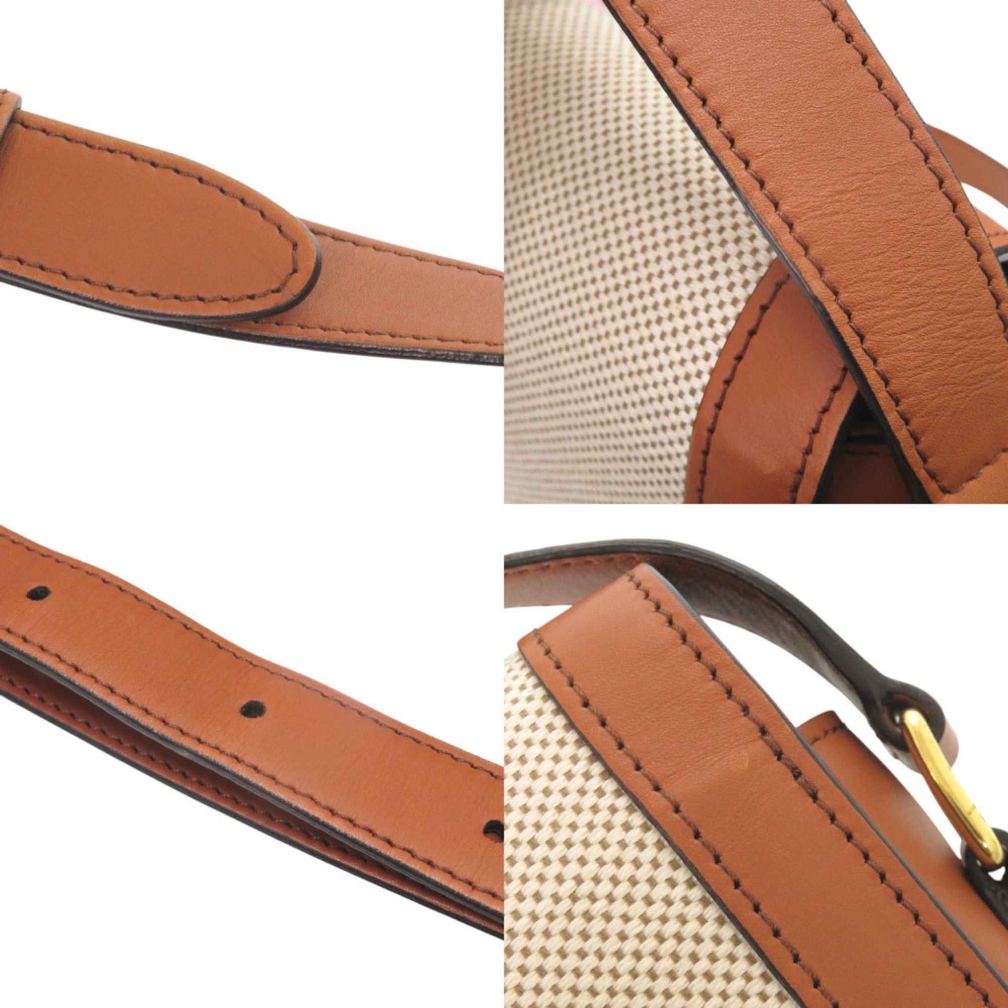 Celine Celine Classic Triomphe Calfskin Textile Natural Tan Shoulder Bag 1385 Size ONE SIZE - 10 Thumbnail