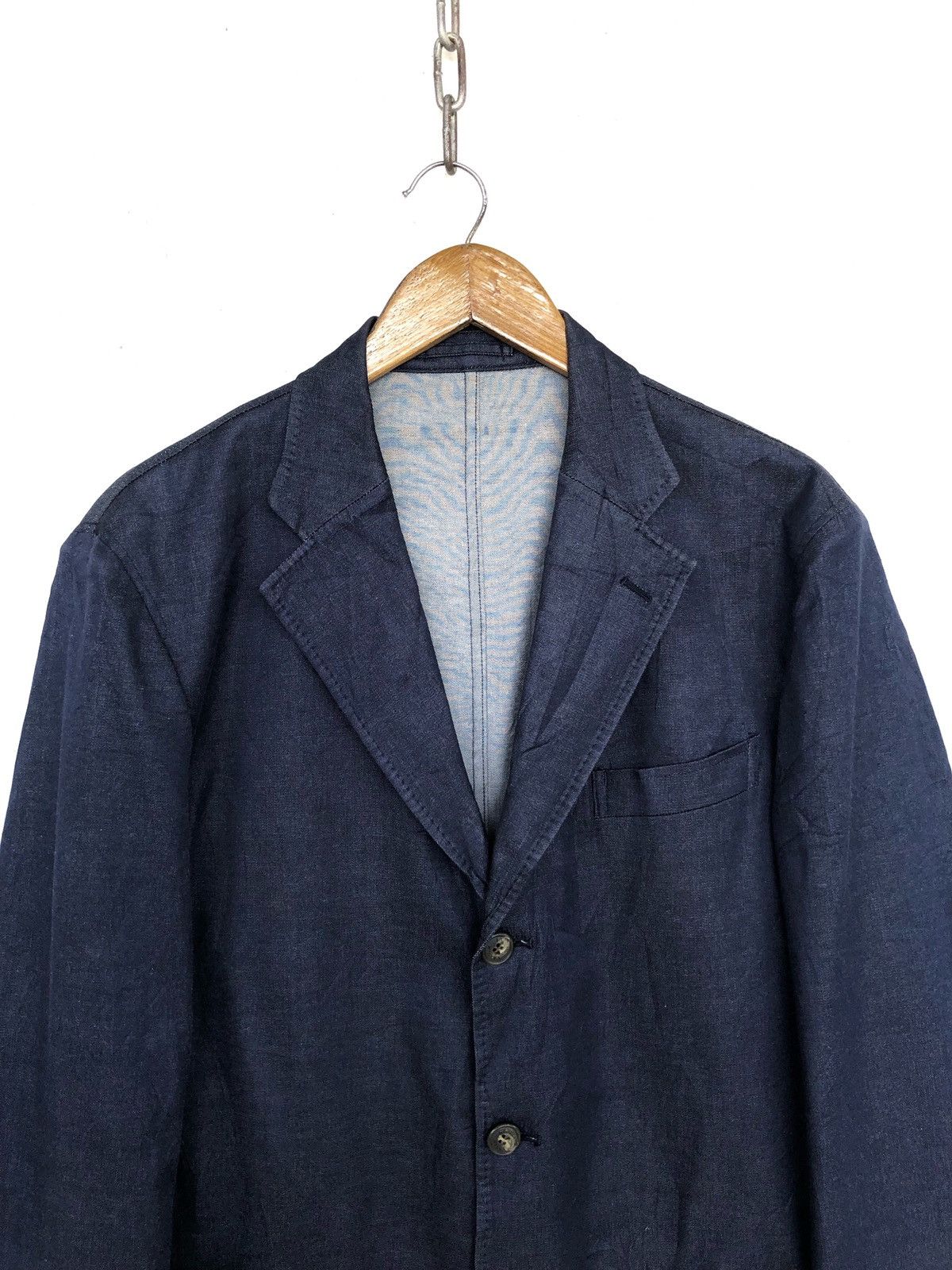Lanvin Lanvin Indigo Blue 3 Button Silk Blend Blazer Coat Jacket Size US M / EU 48-50 / 2 - 2 Thumbnail