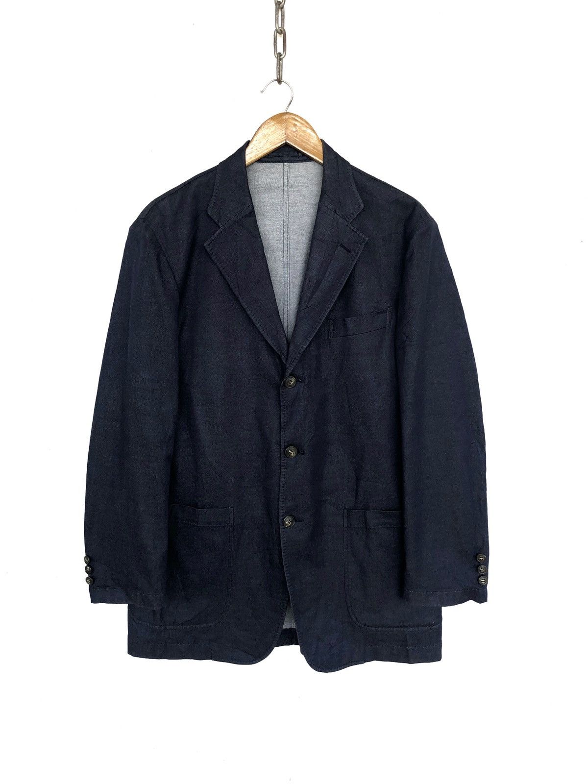 Lanvin Lanvin Indigo Blue 3 Button Silk Blend Blazer Coat Jacket Size US M / EU 48-50 / 2 - 1 Thumbnail