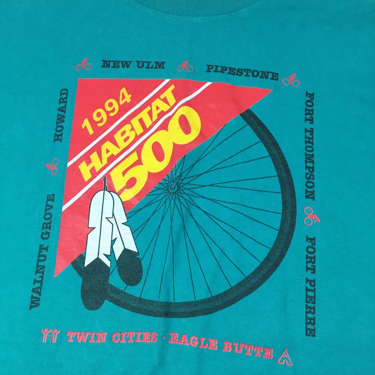 Fruit Of The Loom Vtg Made in USA 1994 HABITAT 500 Cycling Bike Ride Graphic T Size US L / EU 52-54 / 3 - 3 Thumbnail