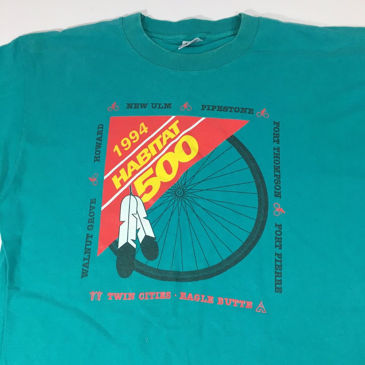 Fruit Of The Loom Vtg Made in USA 1994 HABITAT 500 Cycling Bike Ride Graphic T Size US L / EU 52-54 / 3 - 2 Thumbnail