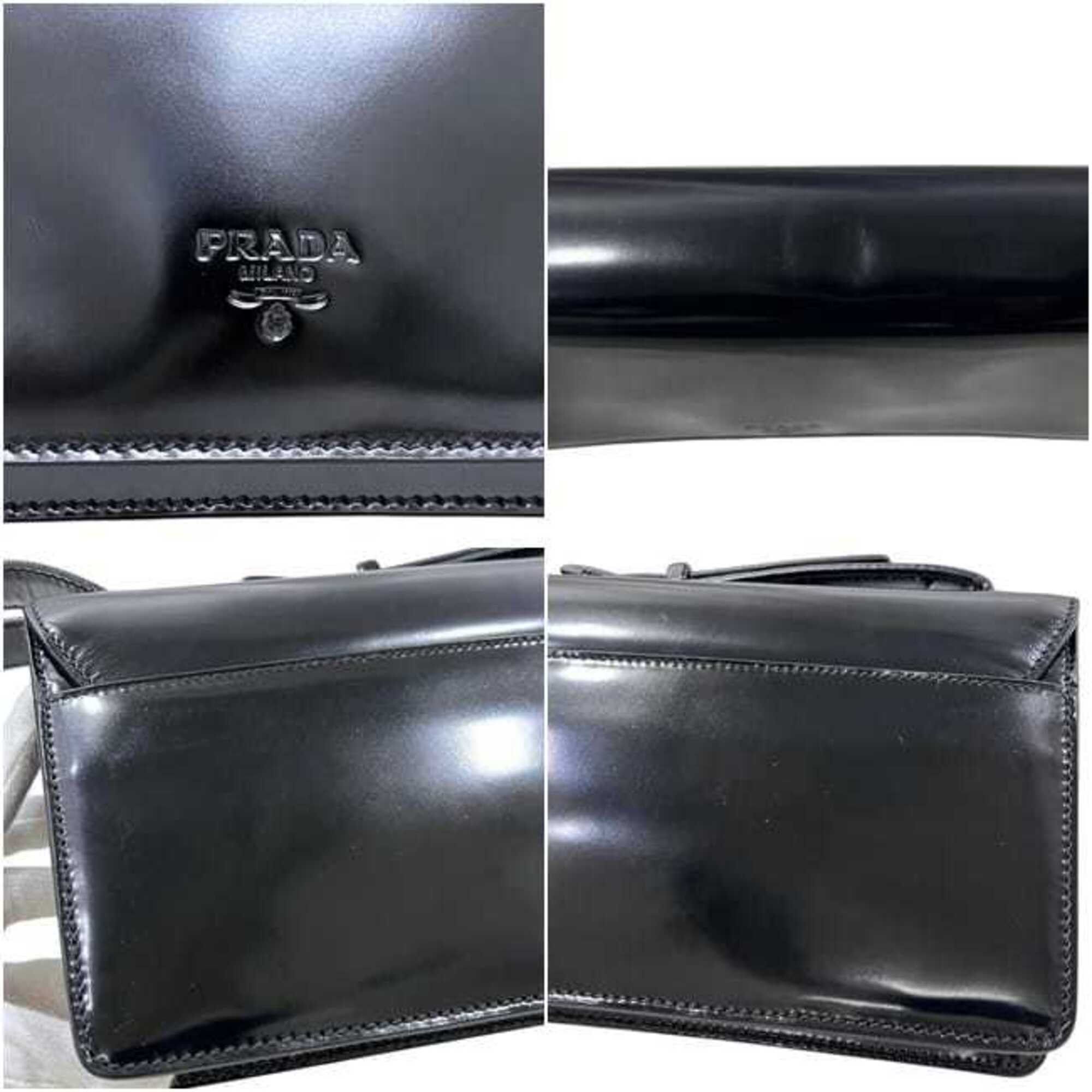Prada Prada Shoulder Bag B6798 112 PRADA Leather SPAZZOLATO NERO Black Women's Size ONE SIZE - 6 Thumbnail