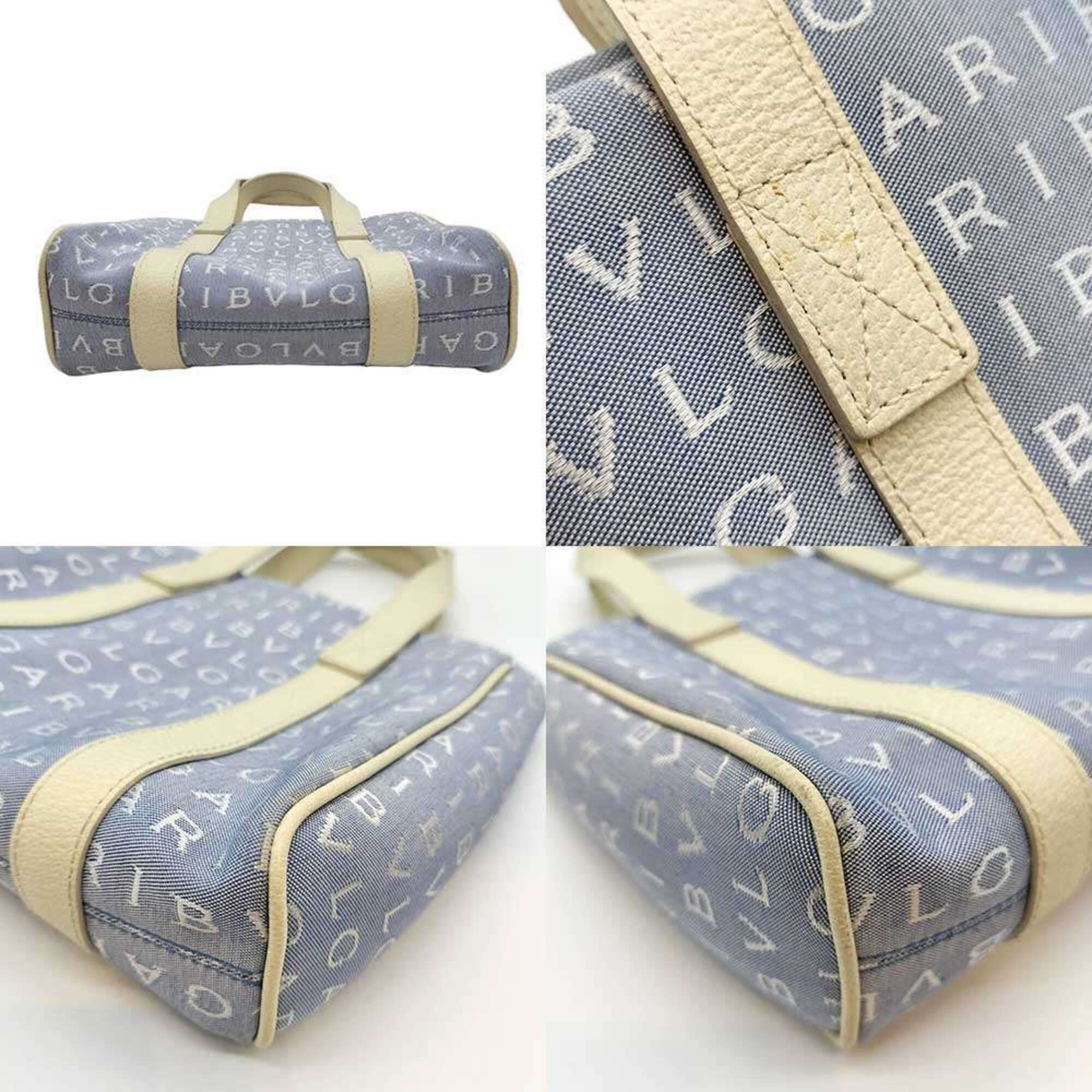 Bvlgari BVLGARI Mania Mini Tote Handbag, Blue x White Canvas, Women's. Size ONE SIZE - 3 Thumbnail