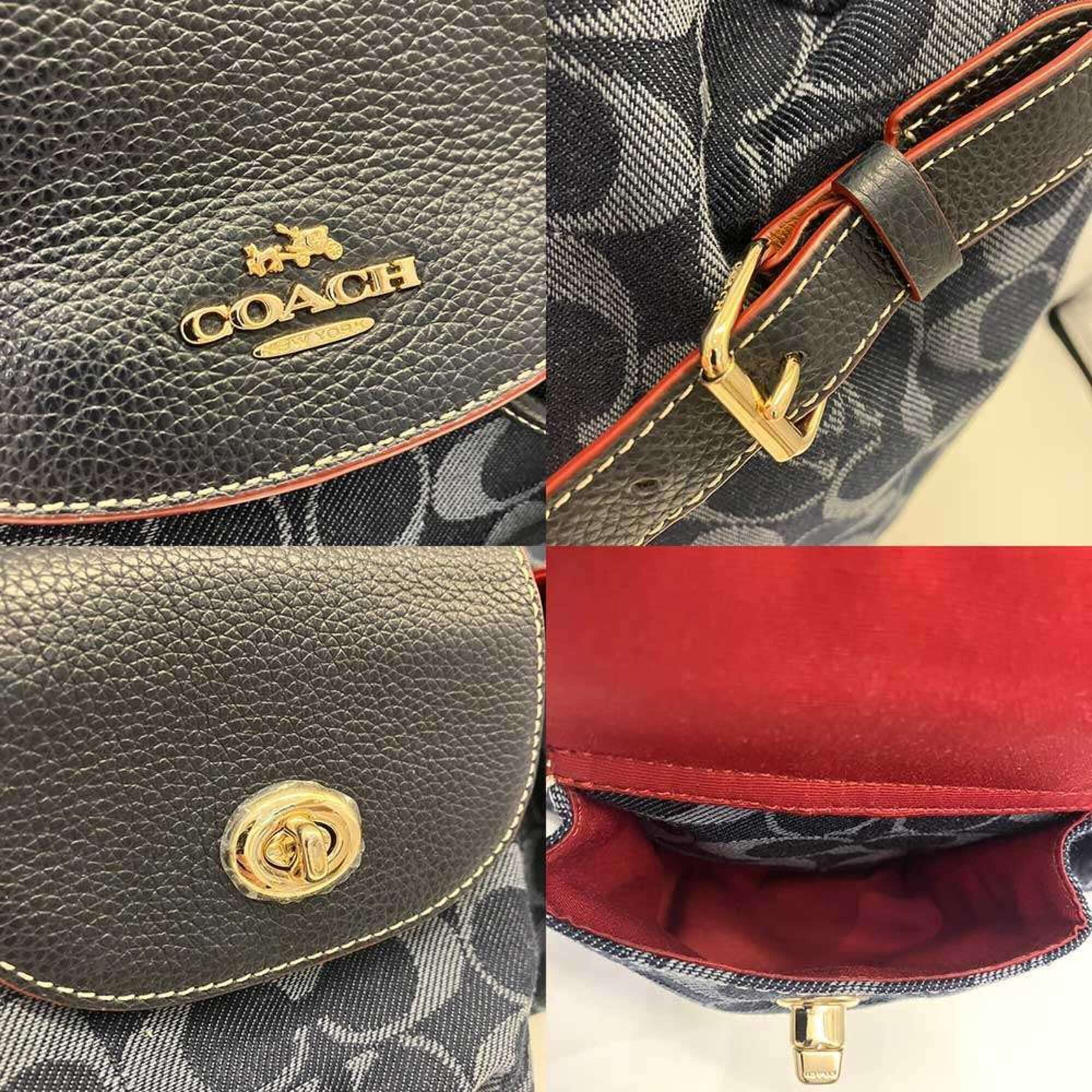 Coach Coach Signature Turnlock Backpack, Jacquard Fabric, Navy Indigo Color, F37589 COACH Size ONE SIZE - 4 Thumbnail